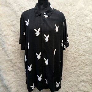 Playboy Man's Black and White Logo Button up Shirt Size XL